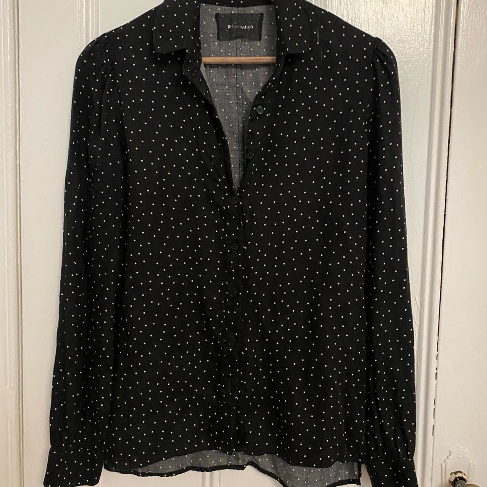 Reformation Polka Dot Button Down Size Small
